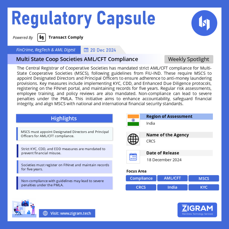 Multi State Coop Societies AML/CFT Compliance